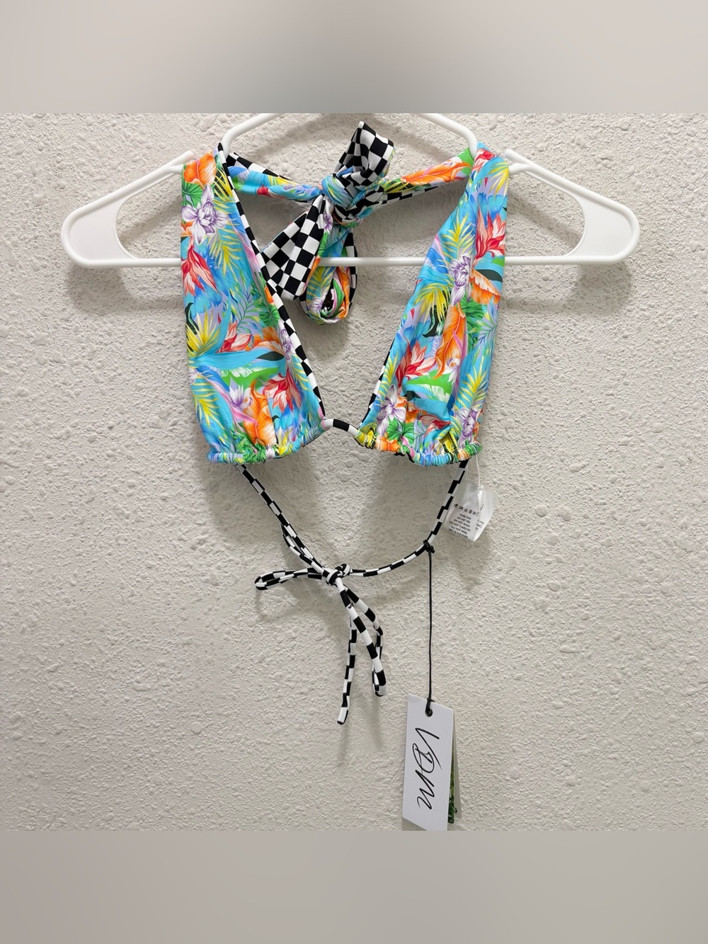 VDM the Label Halter Reversible Bikini Top Hawaiian Tropic/Speed Racer NWT Small